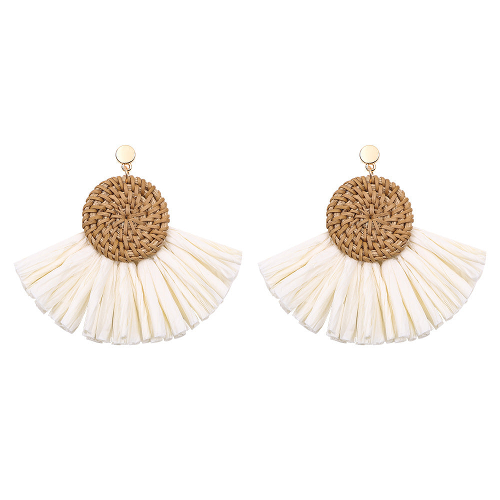 Rattan Handmade Tassel Earrings Bohemia Style