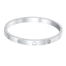 Load image into Gallery viewer, MVCOLEDY White Gold Plated Heart Stone Stainless Steel Bangle