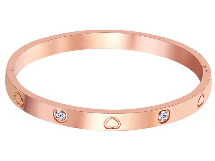 MVCOLEDY 18 K Gold Heart and Stone Bangle