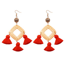 Load image into Gallery viewer, Rattan Handmade Tassel Earrings Bohemia Style