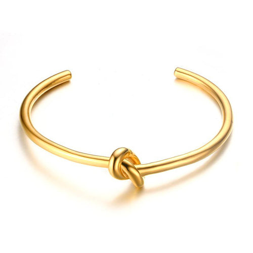 Love Knot Bangle Bracelet for Women K Gold Plated Stainless Steel Cuff Bangle