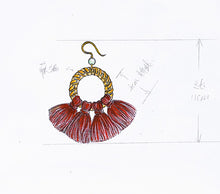 Load image into Gallery viewer, Rattan Tassel Earrings Bohemia Style (Red)