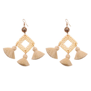 Rattan Handmade Tassel Earrings Bohemia Style