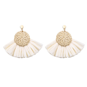 Rattan Handmade Tassel Earrings Bohemia Style