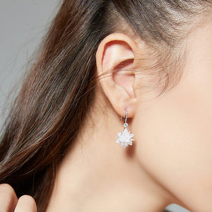 Winter Snowflake Dangle Earrings With Crystal Cubic Zirconia