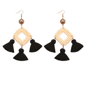 Rattan Handmade Tassel Earrings Bohemia Style