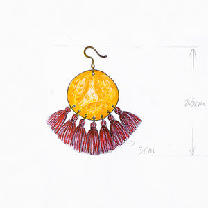 Tassels Dangle Handmade Hammered Round Disc Earrings