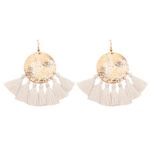 Load image into Gallery viewer, Tassels Dangle Handmade Hammered Round Disc Earrings