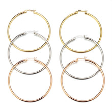 Load image into Gallery viewer, 3 Pairs Stainless Steel Hoop Earrings Rose Gold/Gold/White Gold Ear Loop JewelrySet