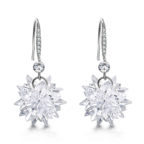 MVCOLEDY Dangle Earrings With Crystal Cubic Zirconia Winter Snowflake Drop Earrings