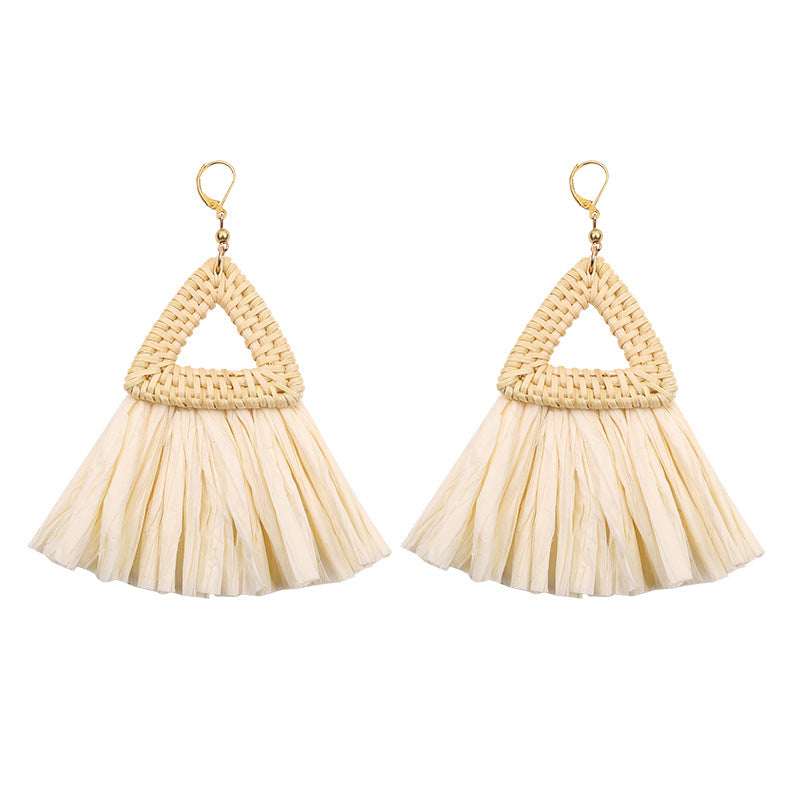 Rattan Handmade Tassel Earrings Bohemia Style