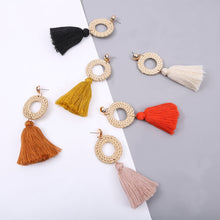 Load image into Gallery viewer, Rattan Handmade Tassel Earrings Bohemia Style