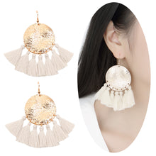 Load image into Gallery viewer, Tassels Dangle Handmade Hammered Round Disc Earrings