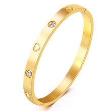 Load image into Gallery viewer, MVCOLEDY 18 K Gold Heart and Stone Bangle