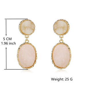 Druzy Stud Earrings Minimalist Stone Stunning Gold Plating Sparkly Drop Dangle Crystal Earrings