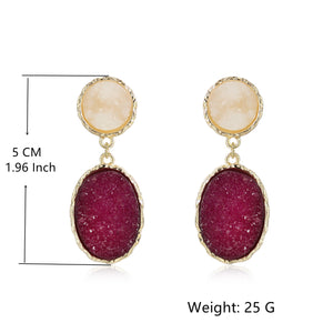 Druzy Stud Earrings Minimalist Stone Stunning Gold Plating Sparkly Drop Dangle Crystal Earrings