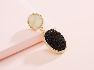 Druzy Stud Earrings Minimalist Stone Stunning Gold Plating Sparkly Drop Dangle Crystal Earrings