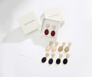 Druzy Stud Earrings Minimalist Stone Stunning Gold Plating Sparkly Drop Dangle Crystal Earrings