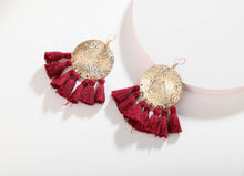 Load image into Gallery viewer, Tassels Handmade Hammered Round Disc Dangle Earrings