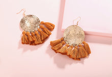 Load image into Gallery viewer, Tassels Handmade Hammered Round Disc Dangle Earrings