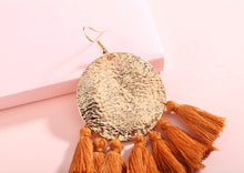 Load image into Gallery viewer, Tassels Handmade Hammered Round Disc Dangle Earrings