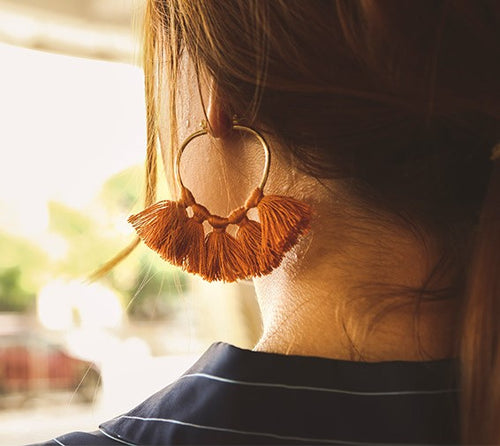 Handmade Tassel Earrings Bohemia Style Brown