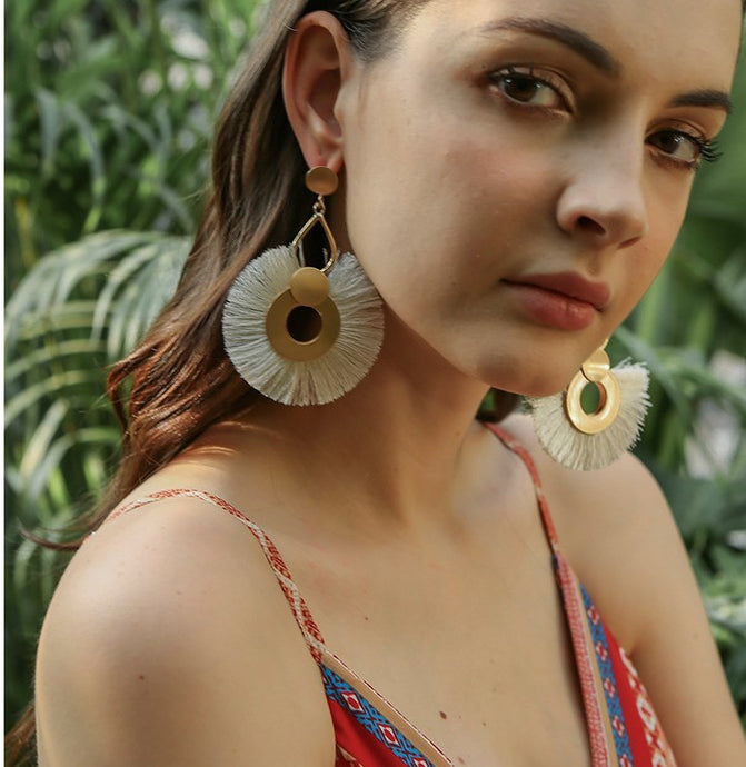 Raffia Handmade Tassel Earrings Bohemia Style