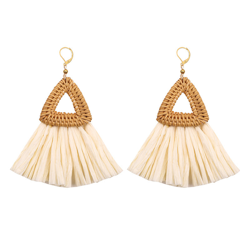 Rattan Handmade Tassel Earrings Bohemia Style